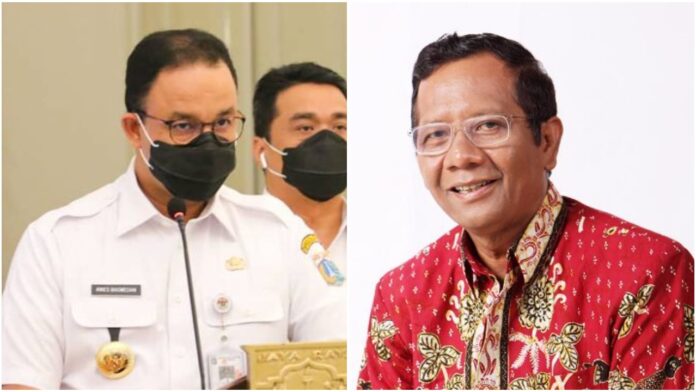 Anies Baswedan Mahfud MD - Doc. Pemprov DKI Jakarta dan Twitter @muhmahfudmd Anies Baswedan Mahfud MD