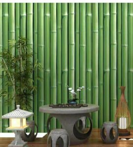 walpaper motif batang bambu hijau